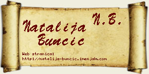 Natalija Bunčić vizit kartica